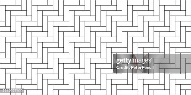 vector seamless pattern with interwoven herringbone parquet geometric structure. clean editable stroke width. great for backgrounds, wallpapers and textile design. - basket texture stock illustrations
