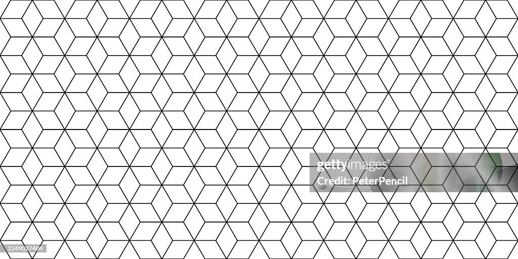 Vector seamless pattern with isometric cube geometry. Clean editable stroke width for easy customization. Perfect for modern backgrounds, wallpapers, textiles and wrapping design.