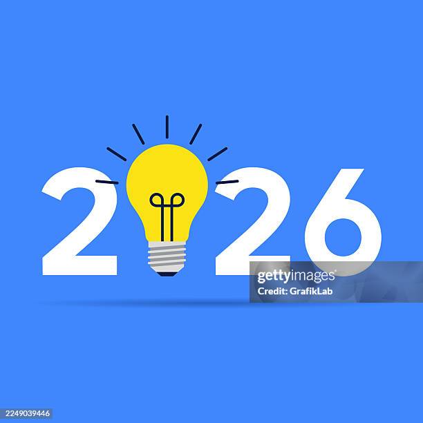 creative 2026 year light bulb idea concept - changing energy efficient lightbulb stock illustrations