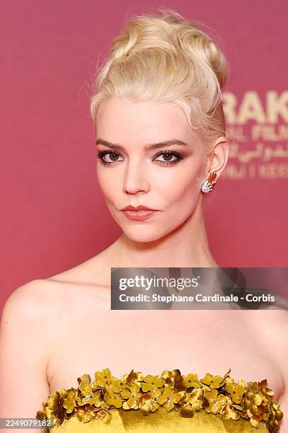 Anya Taylor-Joy attends the red carpet during day Two of the 22nd Marrakech International Film Festival on November 29, 2025 in Marrakech, Morocco.