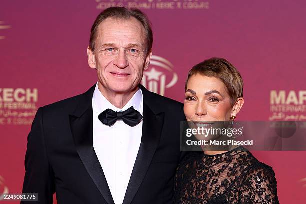 Nicolas Altmayer and Mathilde Favier attend the red carpet during day two of the 22nd Marrakech International Film Festival on November 29, 2025 in...
