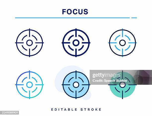 focus line icon. editable stroke. vector icon. - crosshair stock illustrations