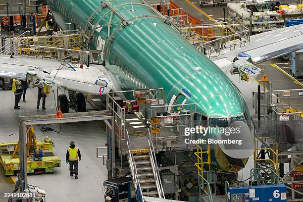Boeing Co. 737 Max airplane at the company's manufacturing facility in Renton, Washington, US, on Thursday, Nov. 20, 2025. Boeing is working to...
