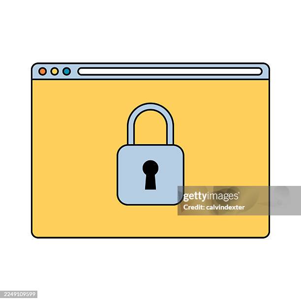 web browser with locked padlock - desktop computer screen close stock illustrations