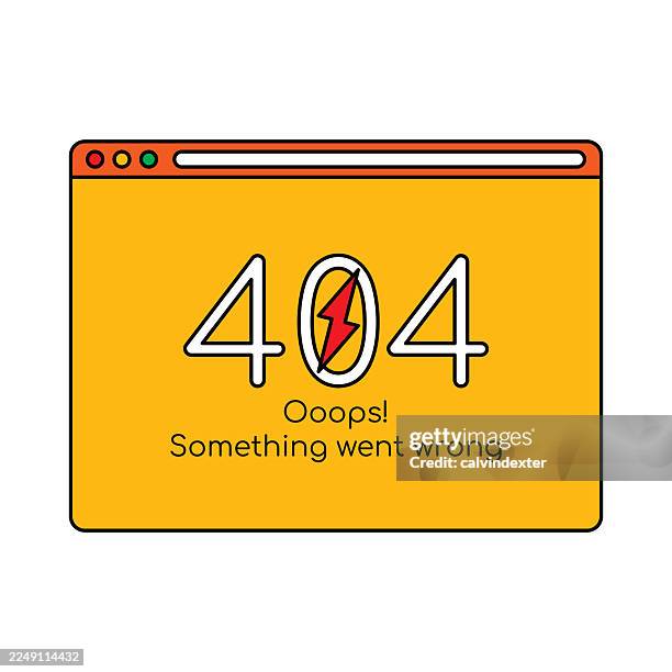 web browser 404 error message design - construction mistake stock illustrations