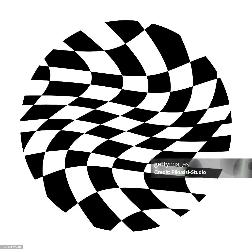 Abstract Twisted Checkered Optical Illusion Pattern