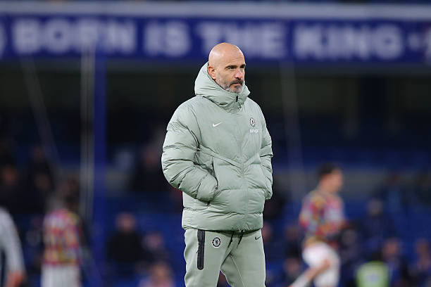 Enzo Maresca, head coach of Chelsea, looks on prior to the Premier League match between Chelsea and Arsenal at Stamford Bridge on November 30, 2025...