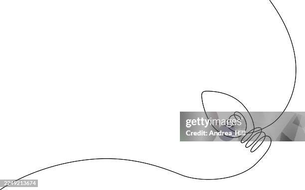 christmas twinkle light continuous line drawing border with editable stroke - string lights on white stock illustrations