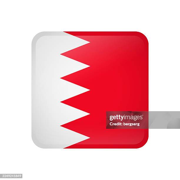 bahrain flag. square glossy icon. vector badge, button, sign, illustration - bahraini flag stock illustrations