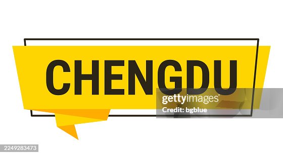 Chengdu - Yellow speech bubble on white background Chengdu - Yellow speech bubble on white background