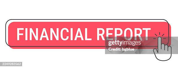 financial report - click button with hand cursor on white background - hand pushing button stock illustrations