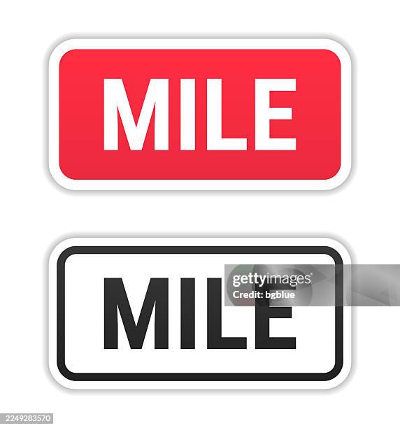 mile - red and black labels on white background - mile stock illustrations