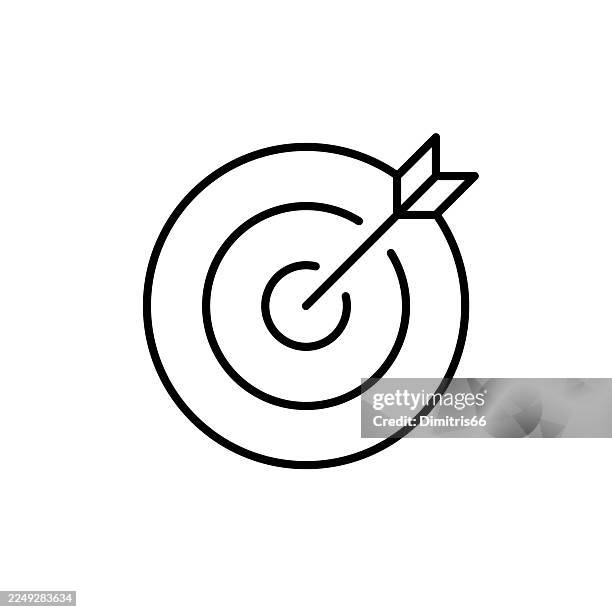 target line icon with editable stroke - archery competition stock illustrations
