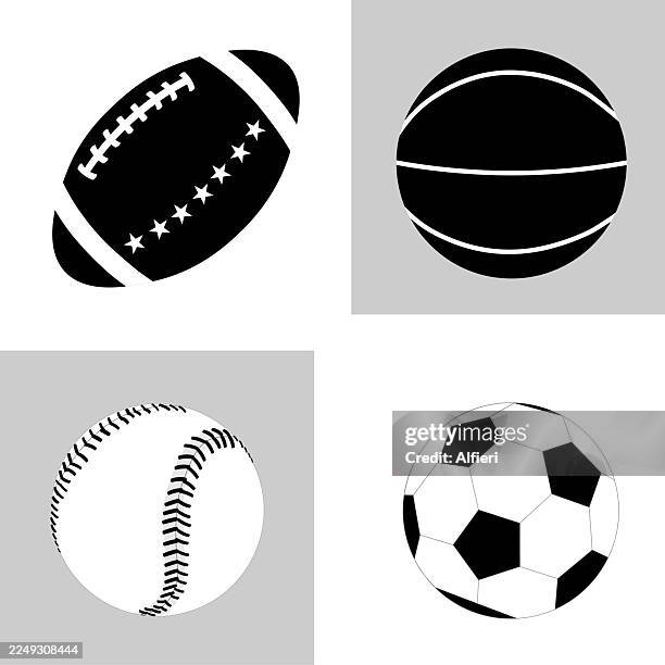 sport ball icon set - fans at baseball game stock illustrations