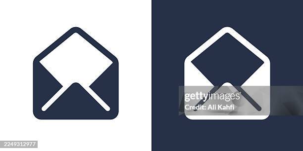 open mail glyph solid icon. solid icon that can be applied anywhere, simple, pixel perfect and modern style. - receiving feedback stock illustrations