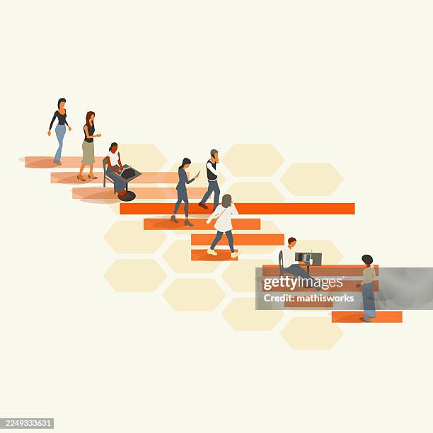 people on gantt chart - gantt chart stock illustrations