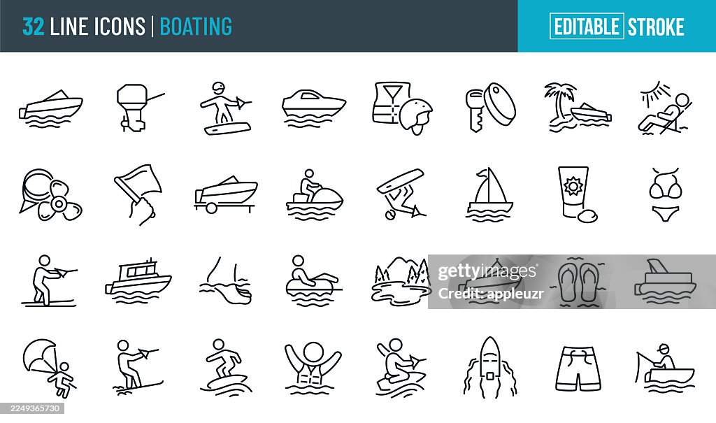 Boating Thin Line Icons - Editable Stroke