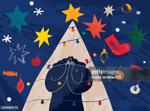 illustrazioni stock, clip art, cartoni animati e icone di tendenza di ansia da festa - tristezza