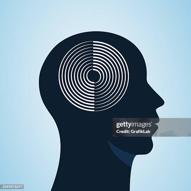 hypnosis spiral mental focus concentric circles human head - optical illusion face stock illustrations