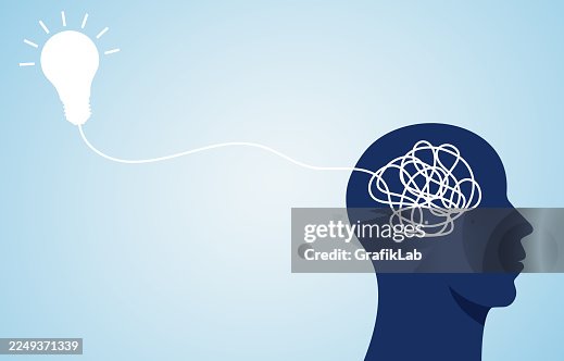 Mental Chaos Transforming Into Bright Idea Lightbulb Solution Process Mental Chaos Transforming Into Bright Idea Lightbulb Solution Process