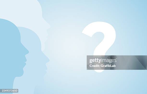 unknown identity question mark anonymous human faces - portrait light reflection stock illustrations