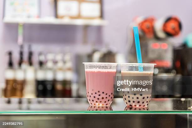classic bubble tea in a trendy bubble tea shop - bubble tea stock pictures, royalty-free photos & images