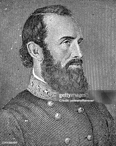 thomas jonathan "stonewall" jackson - 19th century - stonewall jackson confederate general stock illustrations