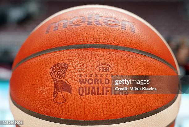 Detailed view of the official Molten ball before the FIBA World Cup Group E Qualifiers between Israel and Croatia at Xiaomi Arena on December 01,...