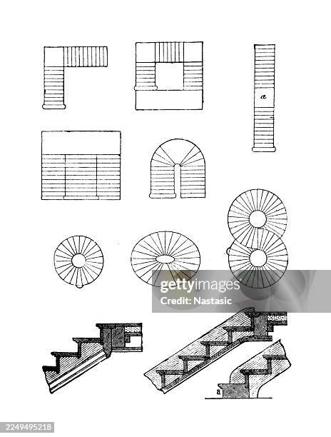 staircase shapes - spiral staircase stock illustrations