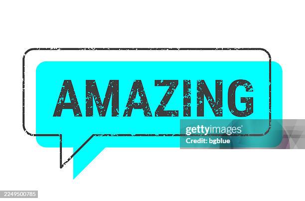 illustrations, cliparts, dessins animés et icônes de incroyable - bulle de dialogue grunge bleue sur fond vide. - vintage logo rectangle