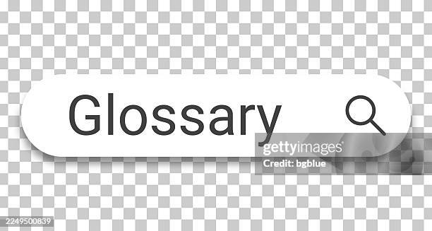 glossary - search bar on transparent background - glossary stock illustrations