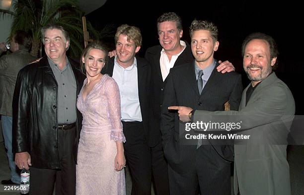 Cast members Bruce McGill, Jennifer Crystal Foley, Thomas Jane, Chris McDonald, Barry Pepper and director Billy Crystal at HBO's screening of '61*'...