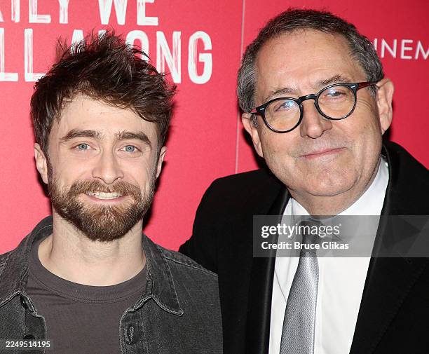 Daniel Radcliffe and Sony Pictures Classics Michael Barker pose at the NYC screening for the new film based on the Broadway musical by Stephen...