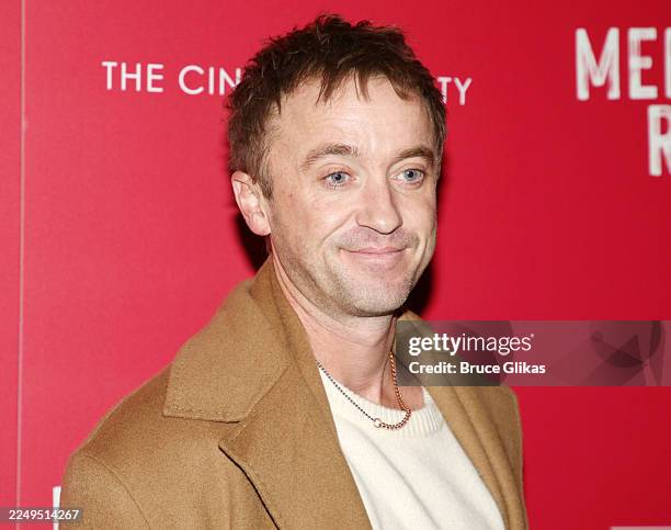 Tom Felton poses at the NYC screening for the new film based on the Broadway musical by Stephen Sondheim "Merrily We Roll Along" at The Hudson...