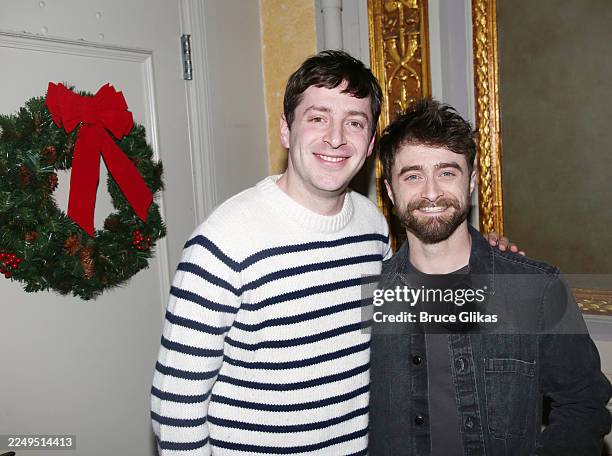 Alex Edelman and Daniel Radcliffe pose at the NYC screening for the new film based on the Broadway musical by Stephen Sondheim "Merrily We Roll...