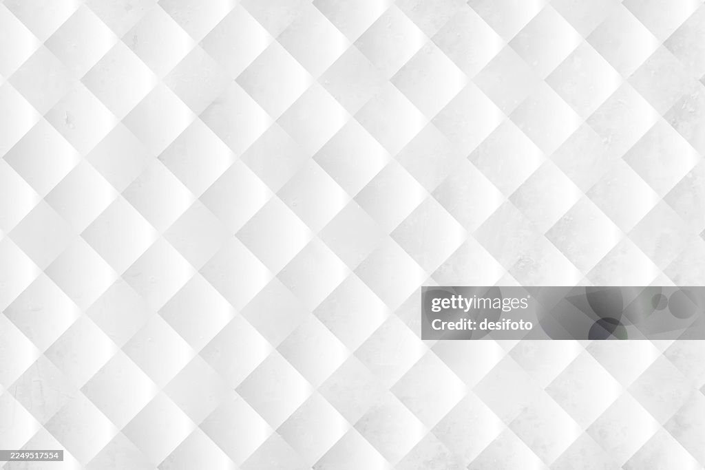 Abstract three dimensional blank empty full frame gray white diamond pattern slanted checkered 3D quilted design vector background