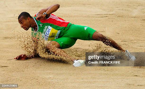 Portugal's Nelson Evora competes during the men's triple jump qualifying event of the 2009 IAAF Athletics World Championships on August 16, 2009 in...