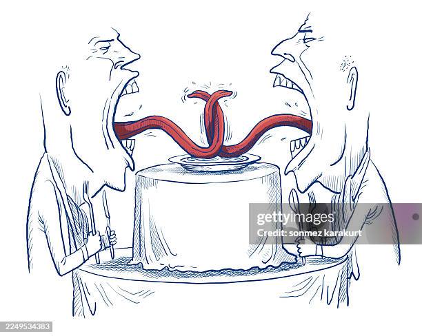 the competition among gourmets - tongue ring stock illustrations
