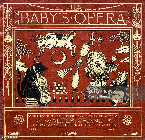 19th century nursery rhyme illustration: the baby's opera - book cover stock illustrations
