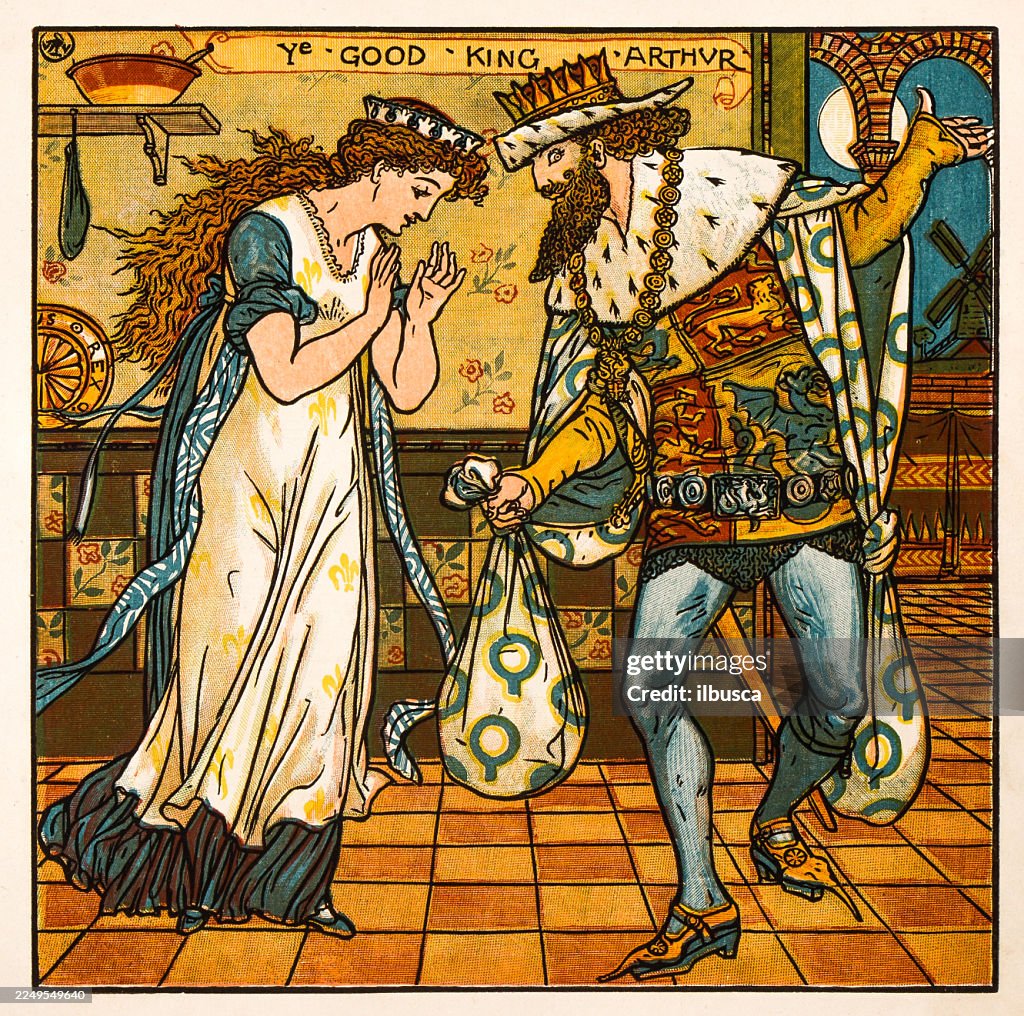 19th century nursery rhyme illustration: King Arthur