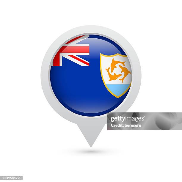 flag of anguilla. pin round icon. map pointer symbol. location marker. vector illustration - location tracking stock illustrations