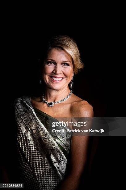 Queen Maxima of The Netherlands attends a concert performed by Sabrina Starke offered to President Jennifer Geerlings-Simons on December 2, 2025 in...