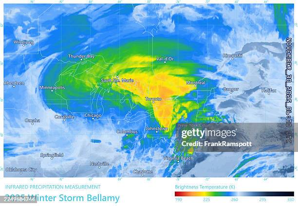 winter storm bellamy 20251130 06utc precipitation map ontario - weather radar graphic stock illustrations