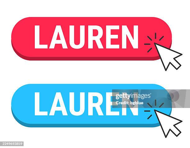 lauren - female name - red and blue buttons with cursor on white background - mouse pointer stock illustrations