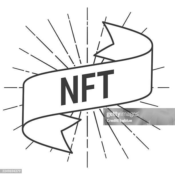 nft - non fungible token - banner with sunbursts on white background - nft token stock illustrations