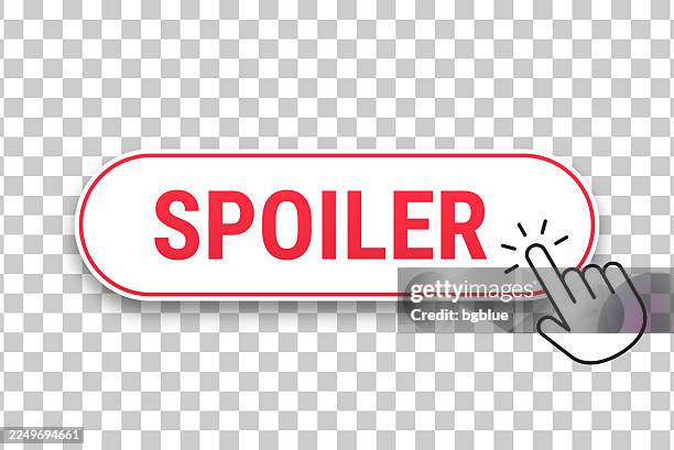 spoiler - 3d click web button with hand cursor on blank background - spoiler stock illustrations