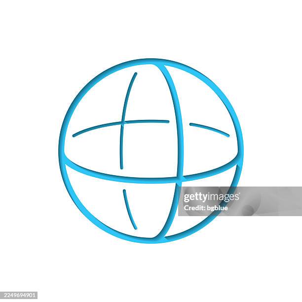 sphere. icon cut out on white paper with blue background - solid blue background stock illustrations