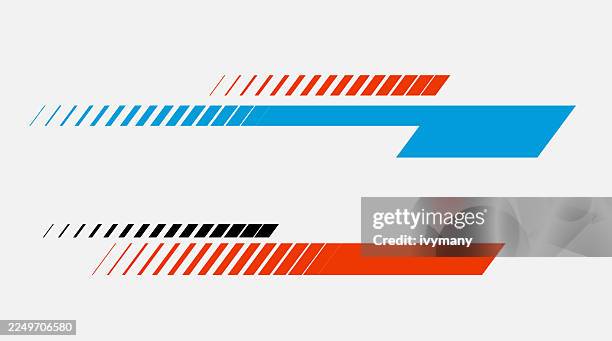 abstract red blue arrow style speed vector decal collection,slanted stripes sign,forward symbol,sport race material pattern - decal stock illustrations