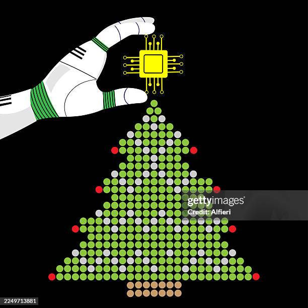 christmas computer chip - evolution concept stock illustrations
