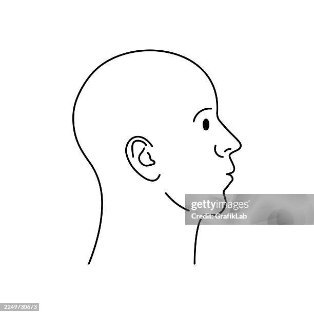 minimalist human head profile outline drawing side view - face side profile vector stock illustrations